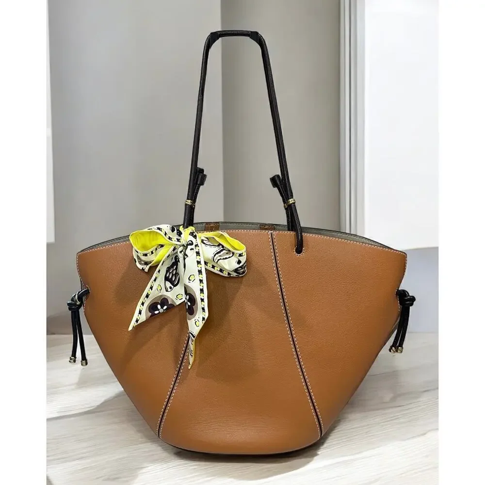 Tory Burch Leather Spaghetti Strap Tote Bag